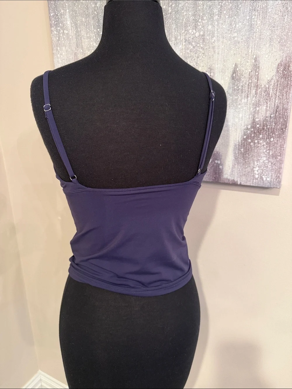 Plunge V-Neck Camisole Tank Top Navy Blue
